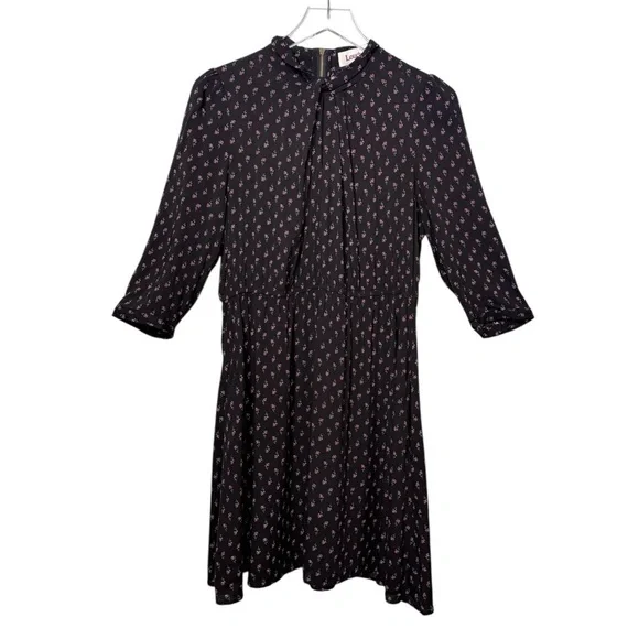 LOUCHE X ModCloth Drive Me Dainty Black Micro Floral Women’s Mid Length Dress L - Picture 2 of 14